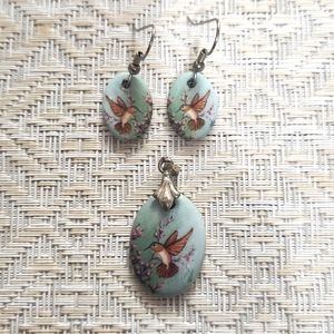 Vintage Hummingbird Earrings and Pendent